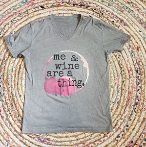 🌼5 for $25🌼 wine funny gray vneck tshirt